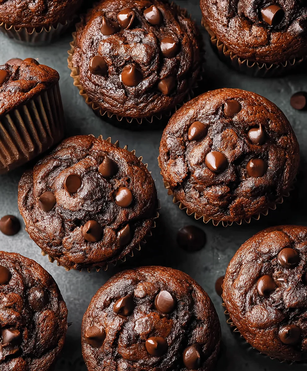Decadent Double Chocolate Chip Muffins- Easy Recipe