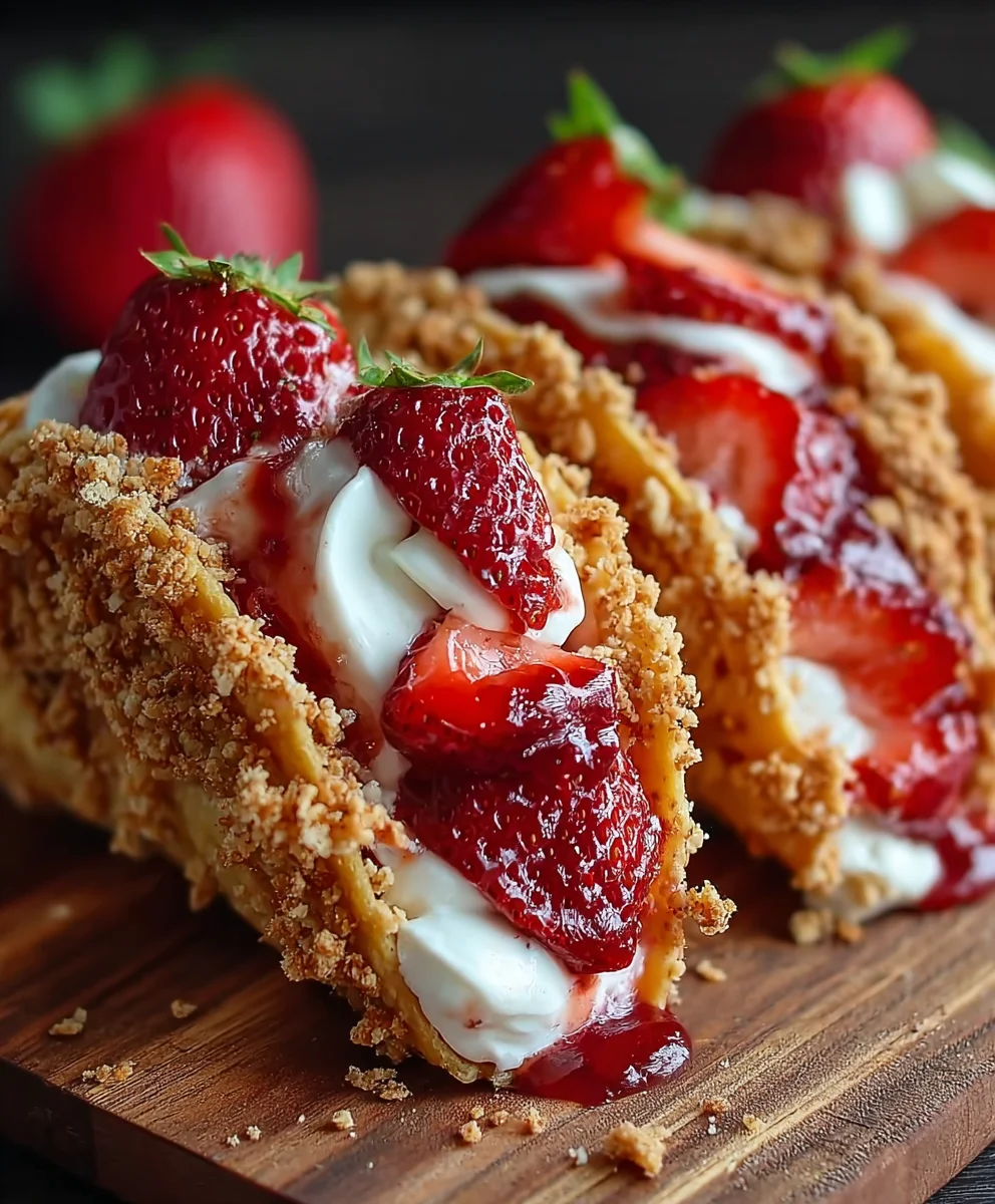 Strawberry Crunch Cheesecake Tacos-Easy Dessert Recipe
