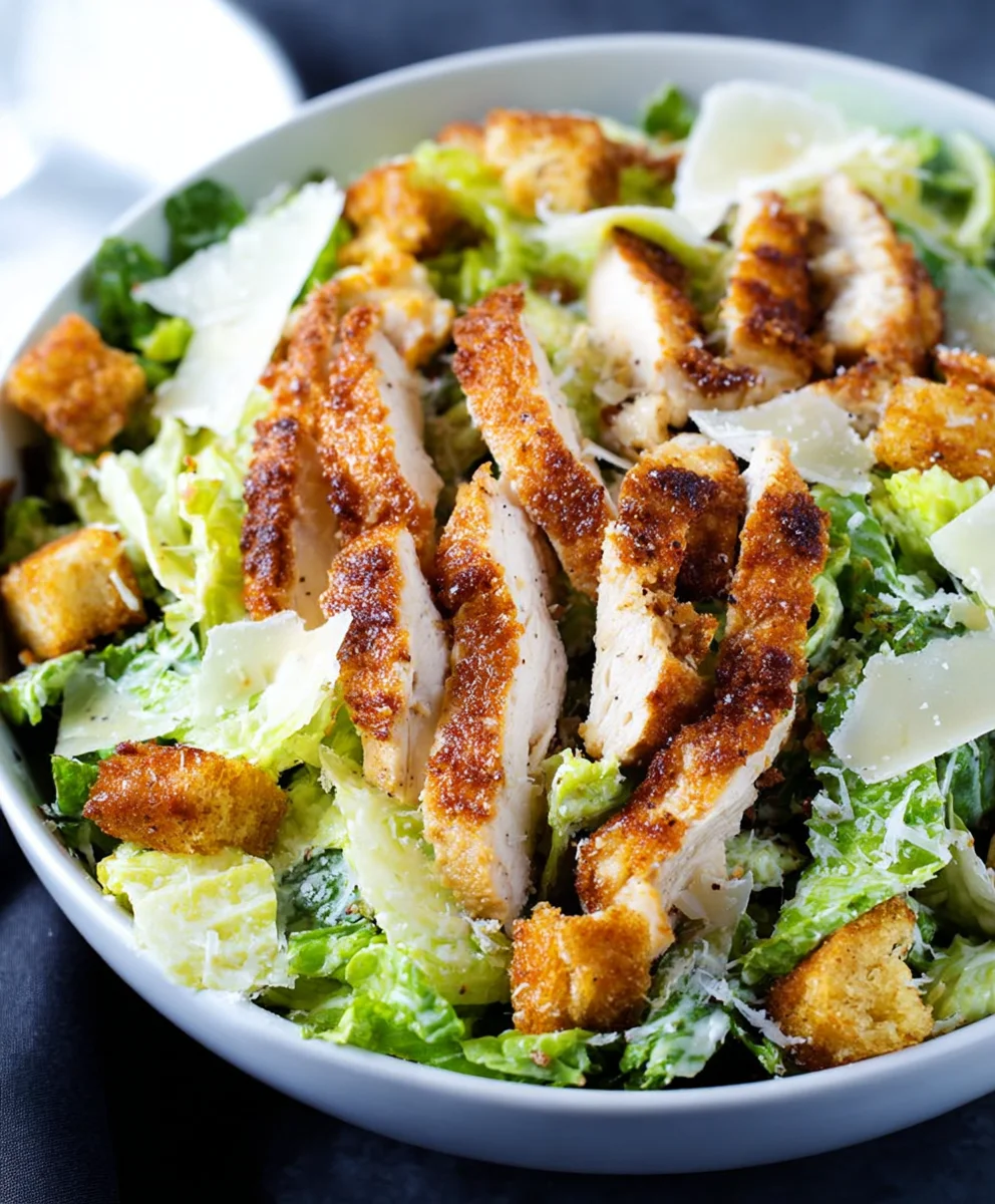 Crispy Chicken Caesar Salad- Easy & Delicious