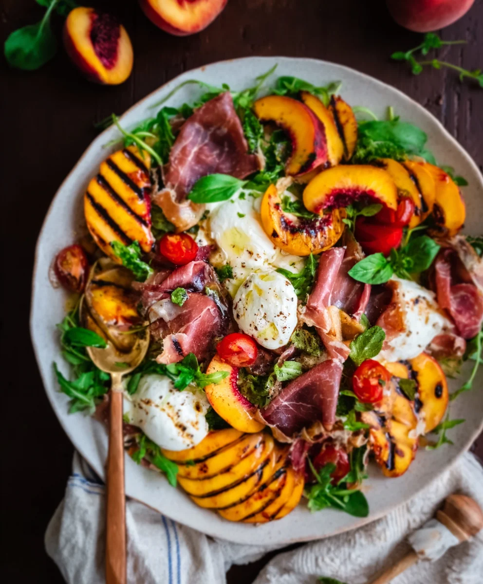 Grilled Nectarine Burrata Beef Beef Prosciutto Salad