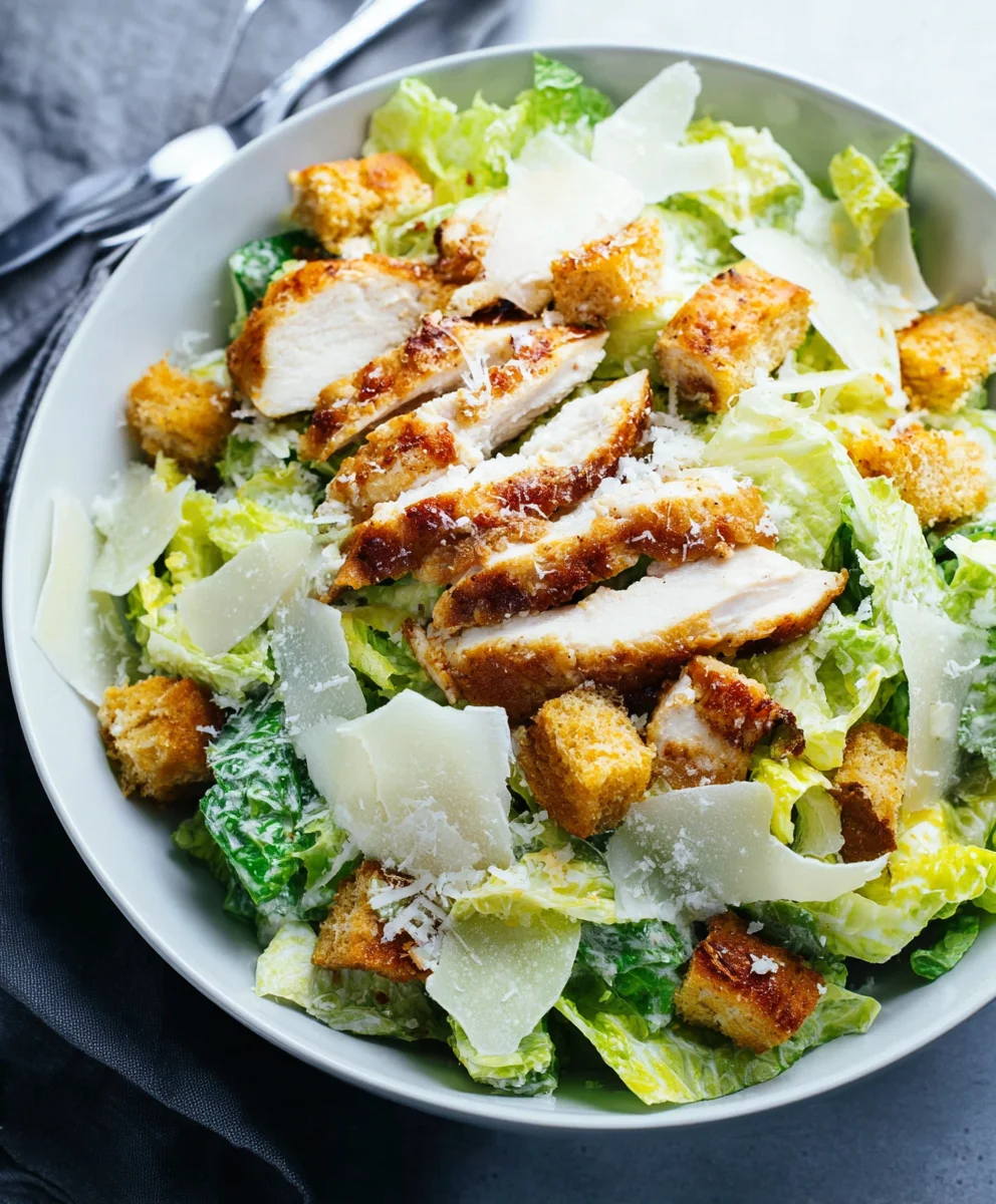 Crispy Chicken Caesar Salad- Easy & Delicious