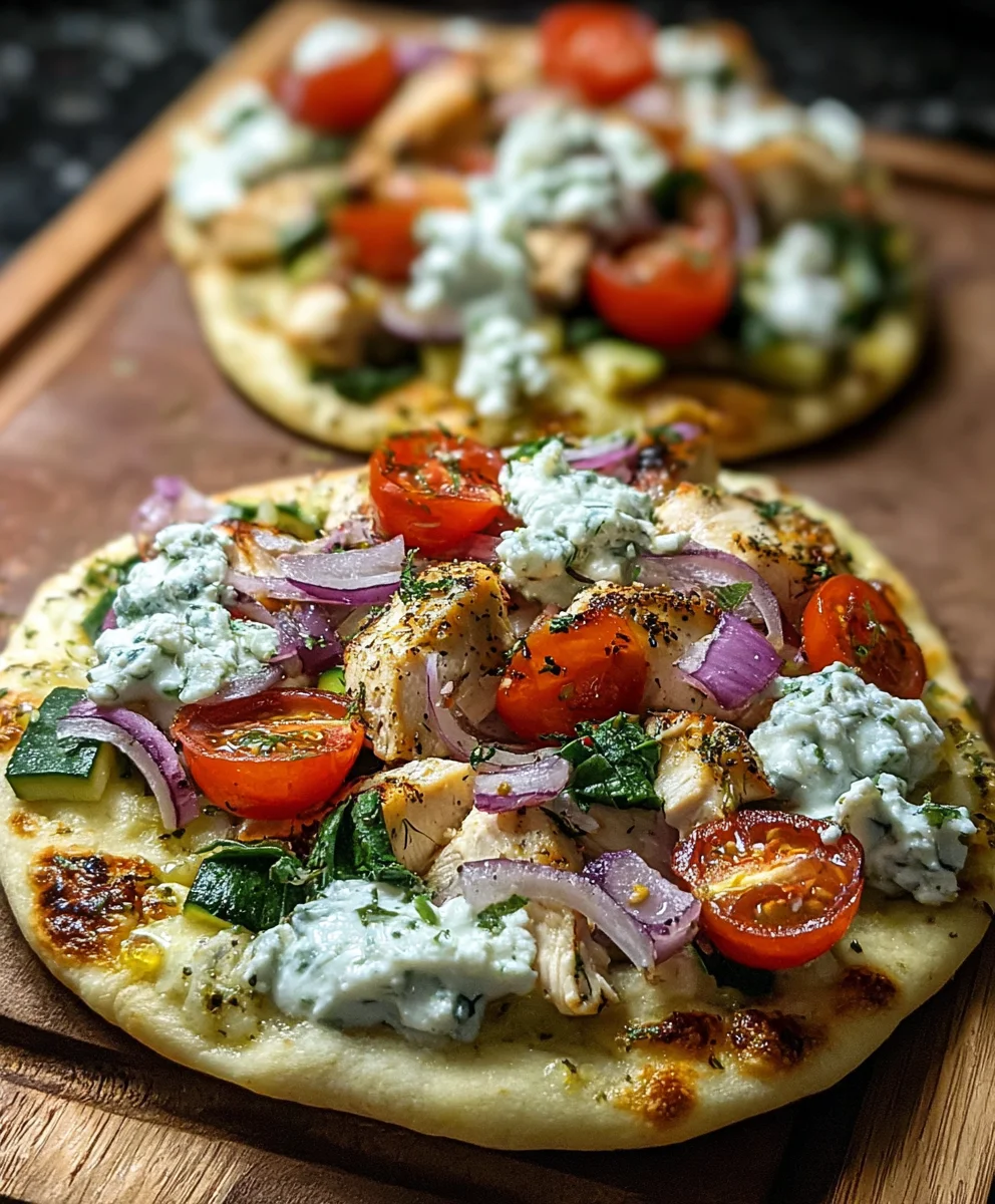 Tzatziki Chicken Naan Pizza- Easy & Delicious