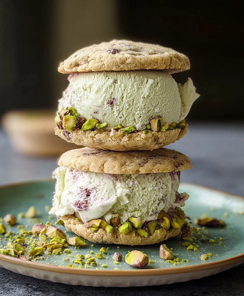 Pistachio Cookie Ice Cream Sandwiches - Easy Treat