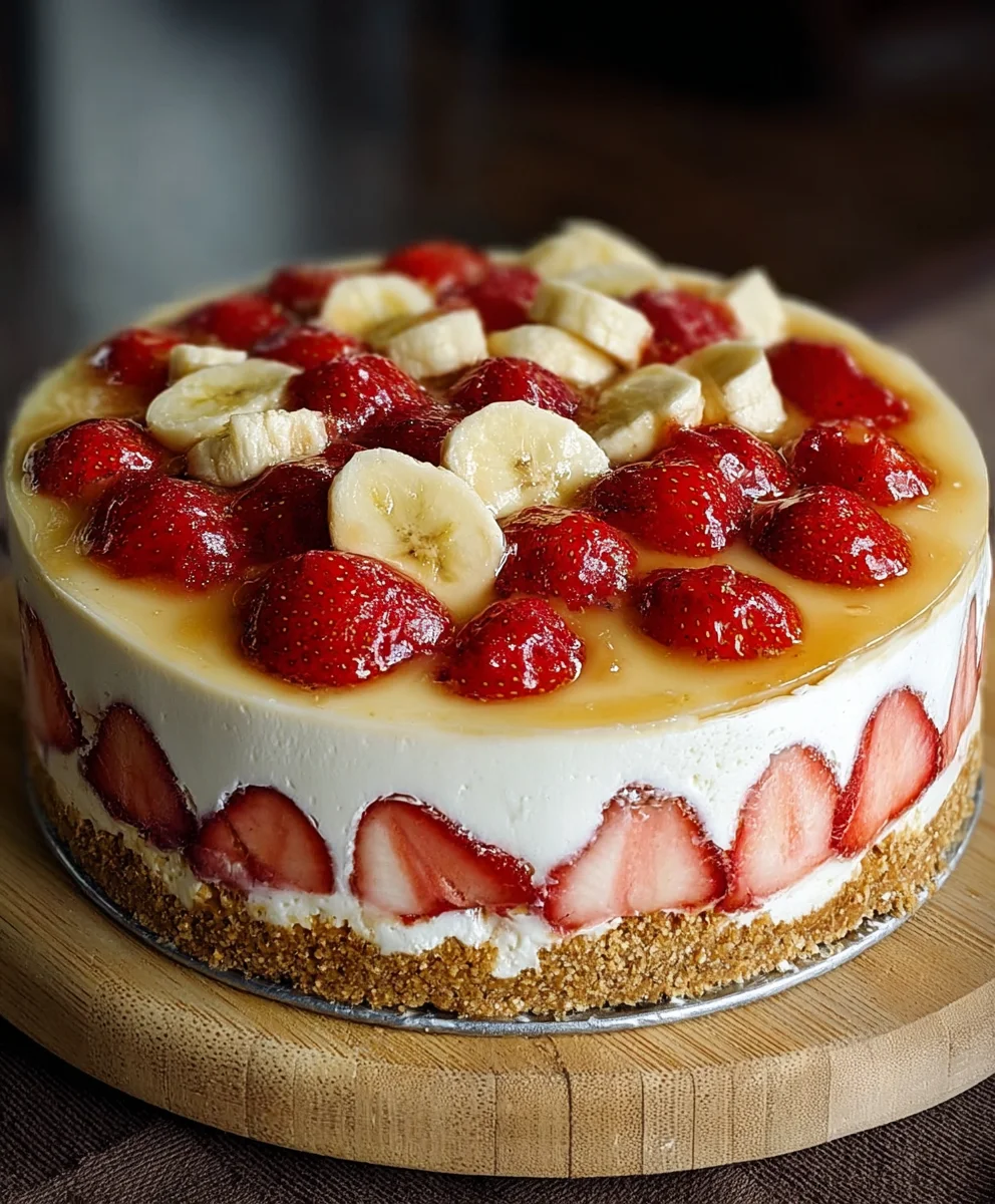 Strawberry Banana Pudding Cheesecake-Decadent Treat