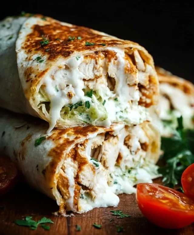 Cheesy Garlic Chicken Wraps