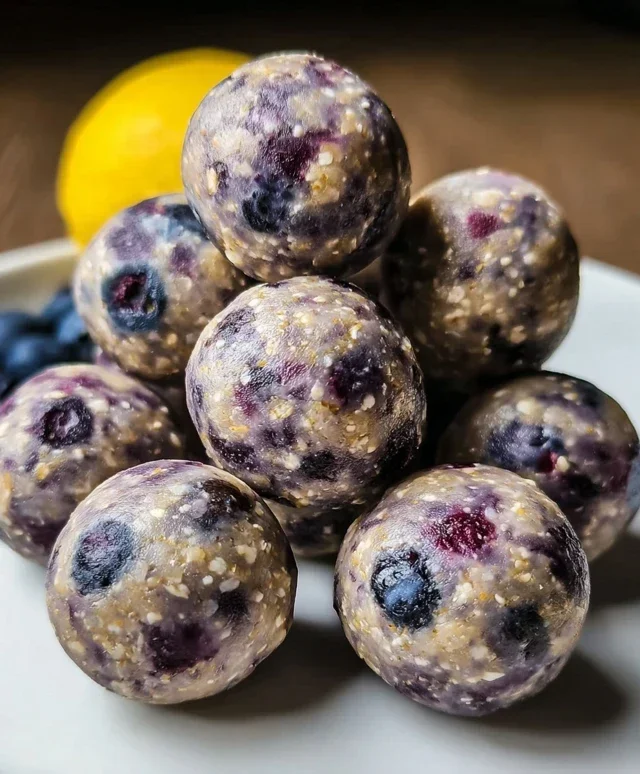 No-Bake Lemon Blueberry Protein Bites