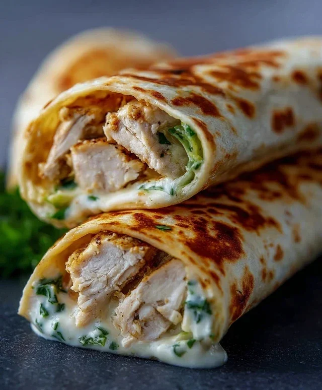 Cheesy Garlic Chicken Wraps