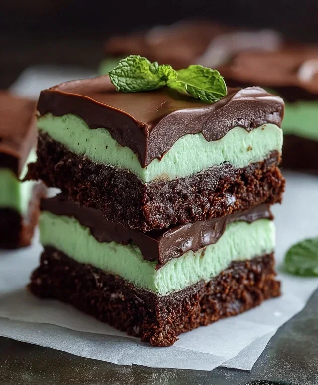 Triple-layer chocolate mint squares