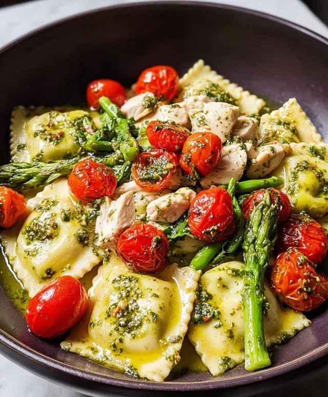 Chicken Ravioli with Pesto and Veggies