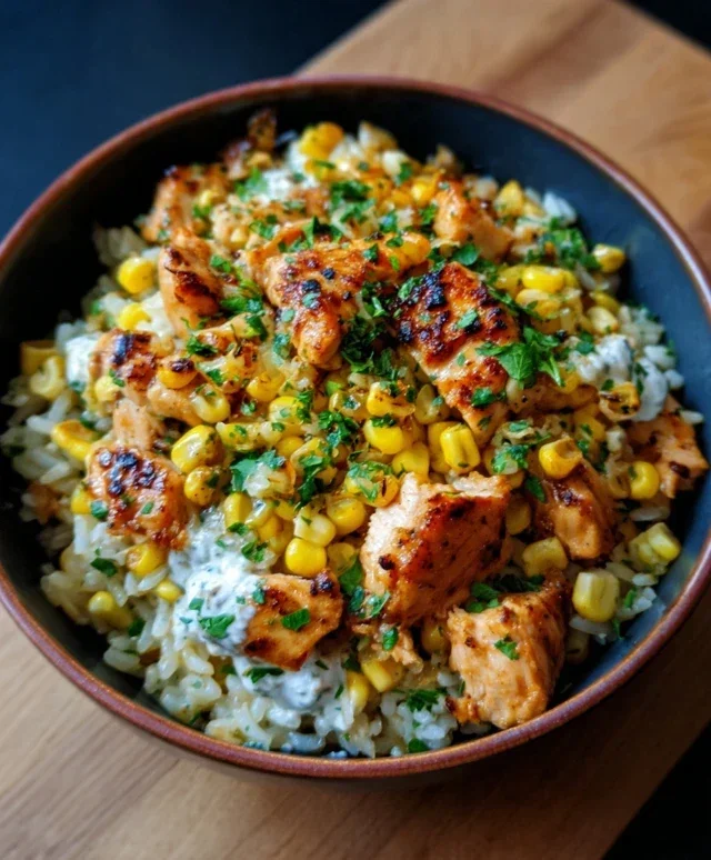 Street Corn Chicken Rice Bowl