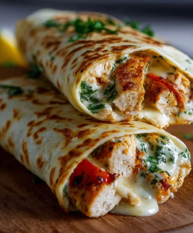 Cheesy Garlic Chicken Wraps