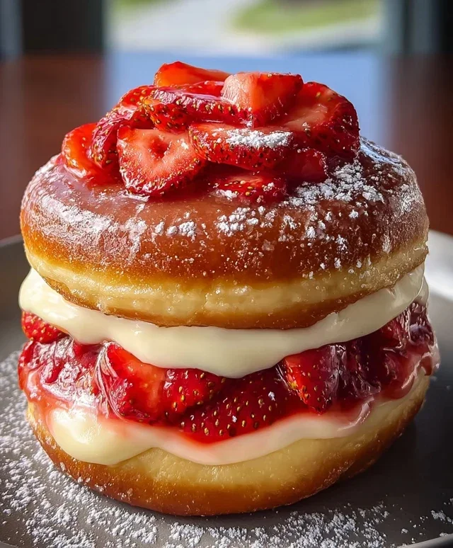 Strawberry Cheesecake Doughnut Burger