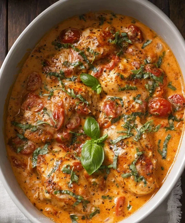 Slow Cooker Creamy Tomato Basil Chicken