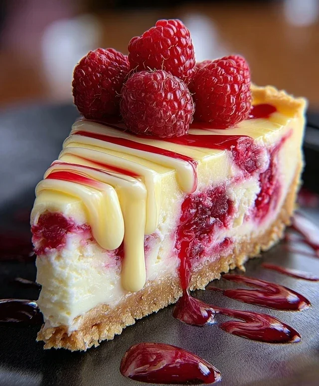 Raspberry Lemon White Chocolate Cheesecake