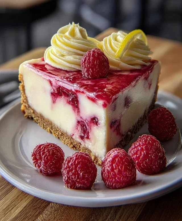 Raspberry Lemon White Chocolate Cheesecake