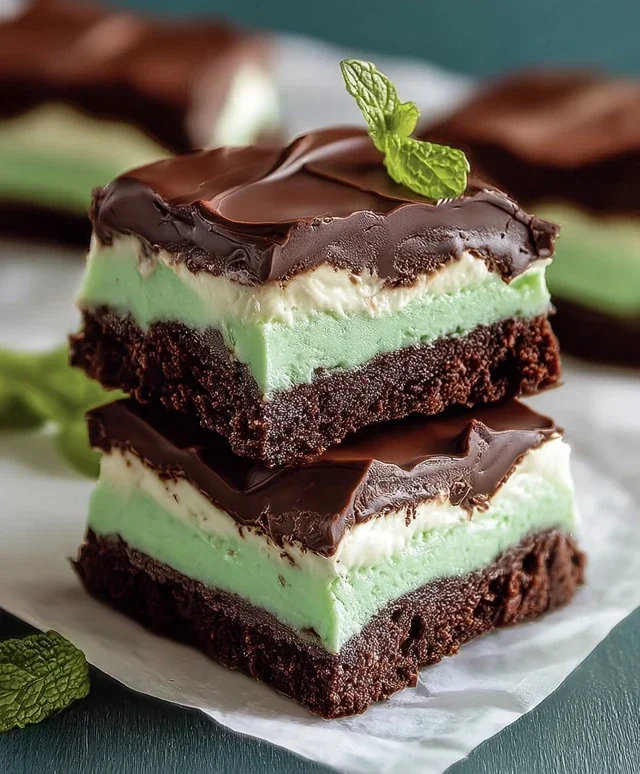 Triple-layer chocolate mint squares