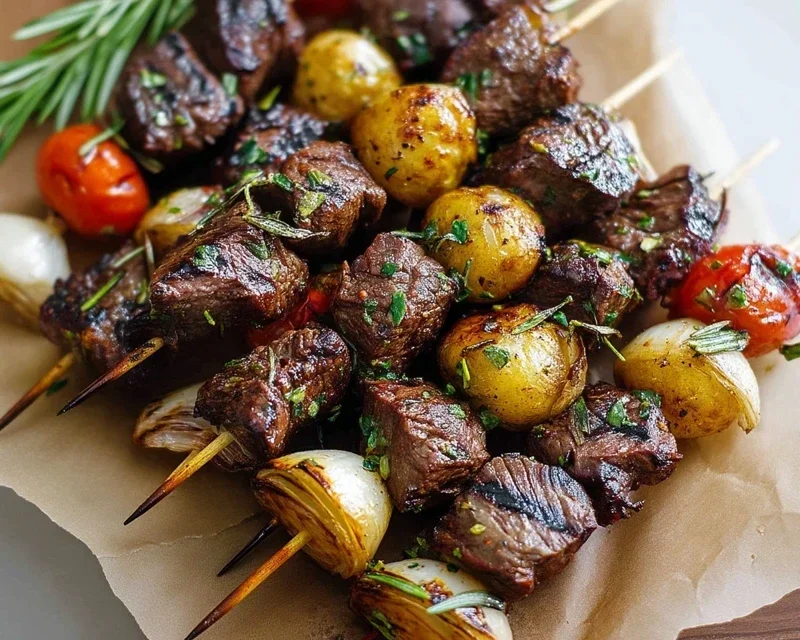 Rosemary Garlic Steak Kebabs