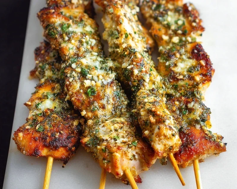 Ranch Garlic Parmesan Chicken Skewers