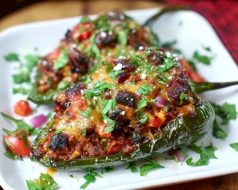 Brisket Stuffed Poblano Peppers