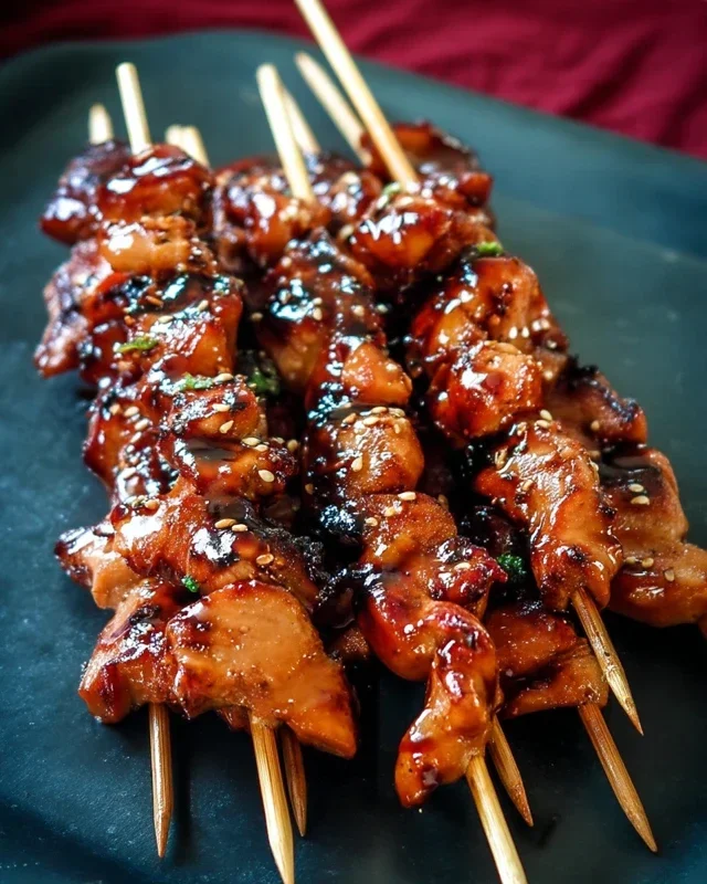 Sticky Bourbon Extract Chicken Skewers
