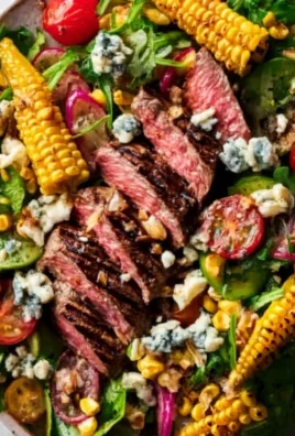Balsamic Steak Gorgonzola Salad with Grilled Corn