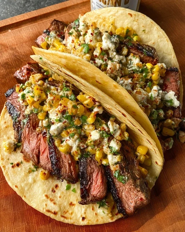 Grilled Elote Steak Tacos