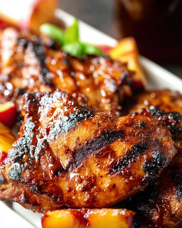 Grilled Bourbon Extract Peach BBQ Chicken