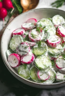 Cucumber Radish Salad w/ Yogurt Dill Dressing