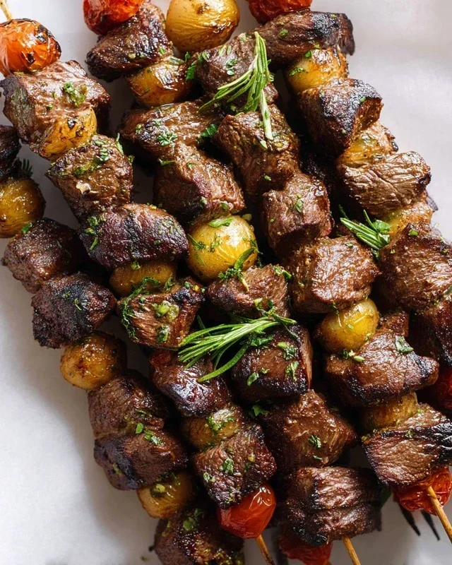 Rosemary Garlic Steak Kebabs