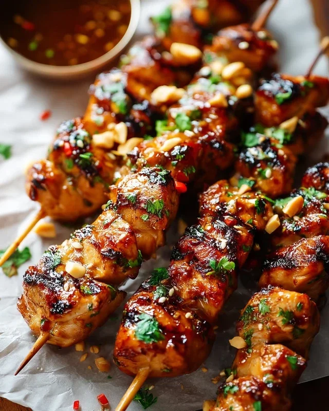 Easy Grilled Asian Chicken Skewers with Honey Garlic Sauce