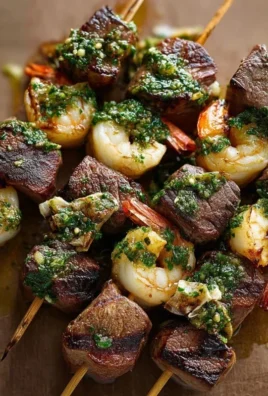 Surf and Turf Kabobs with Chimichurri Sauce