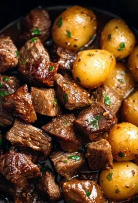 Slow Cooker Garlic Butter Beef Bites with Potatoes