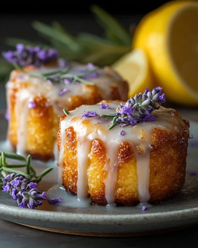 Mini Lemon Cakes With Lavender Glaze