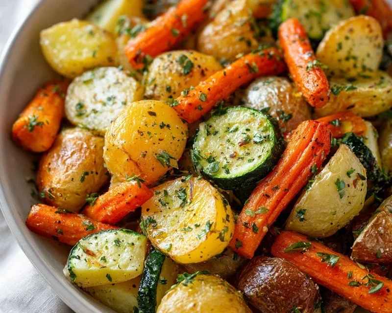 Garlic Herb Roasted Potatoes Carrots and Zucchini