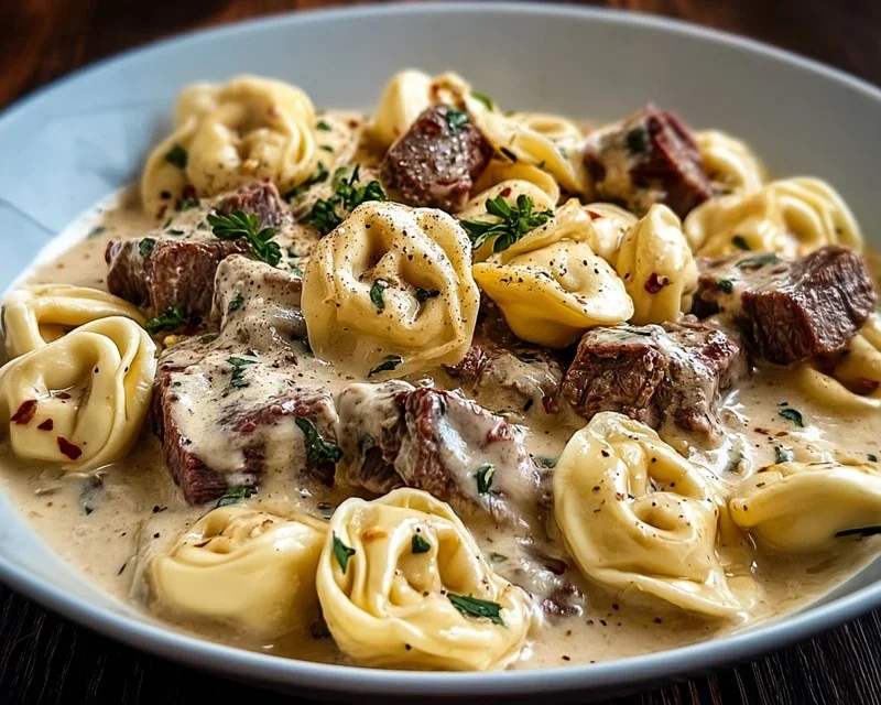 Cracked Garlic Steak Tortellini in Creamhouse Sauce Bliss