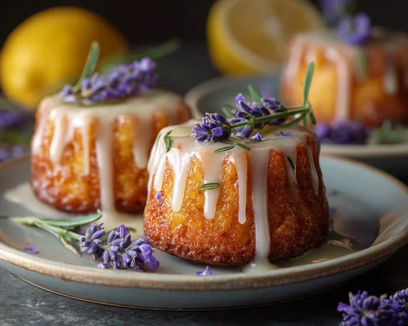 Mini Lemon Cakes With Lavender Glaze