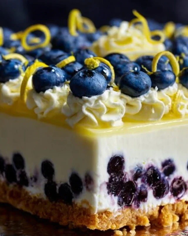 No-Bake Lemon Dazzling Blueberry Cream Cake