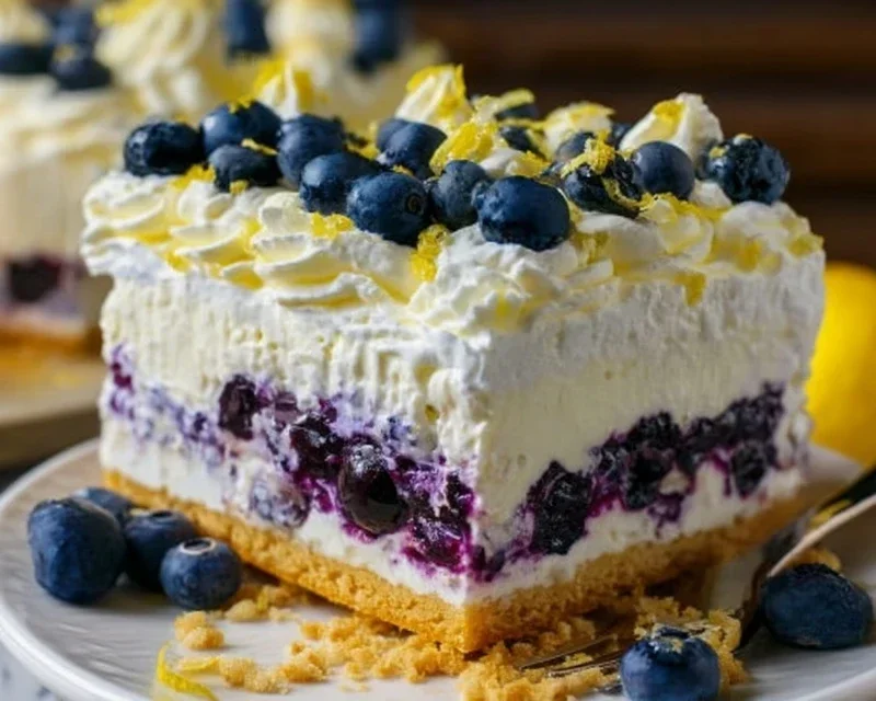 No-Bake Lemon dazzling Blueberry cream Cake
