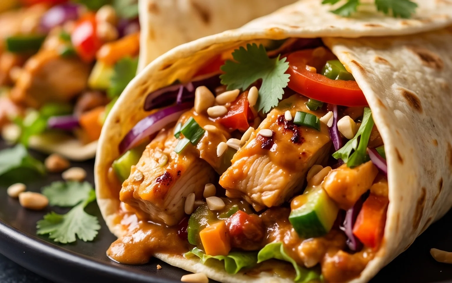 Thai Peanut Chicken Wraps