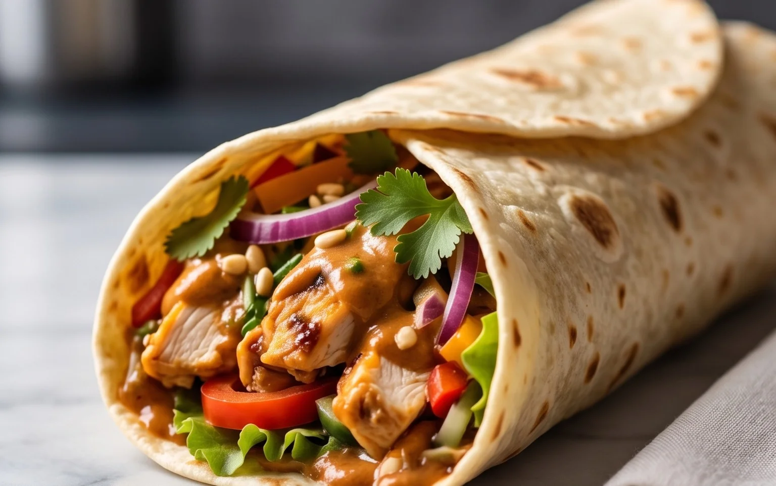 Thai Peanut Chicken Wraps