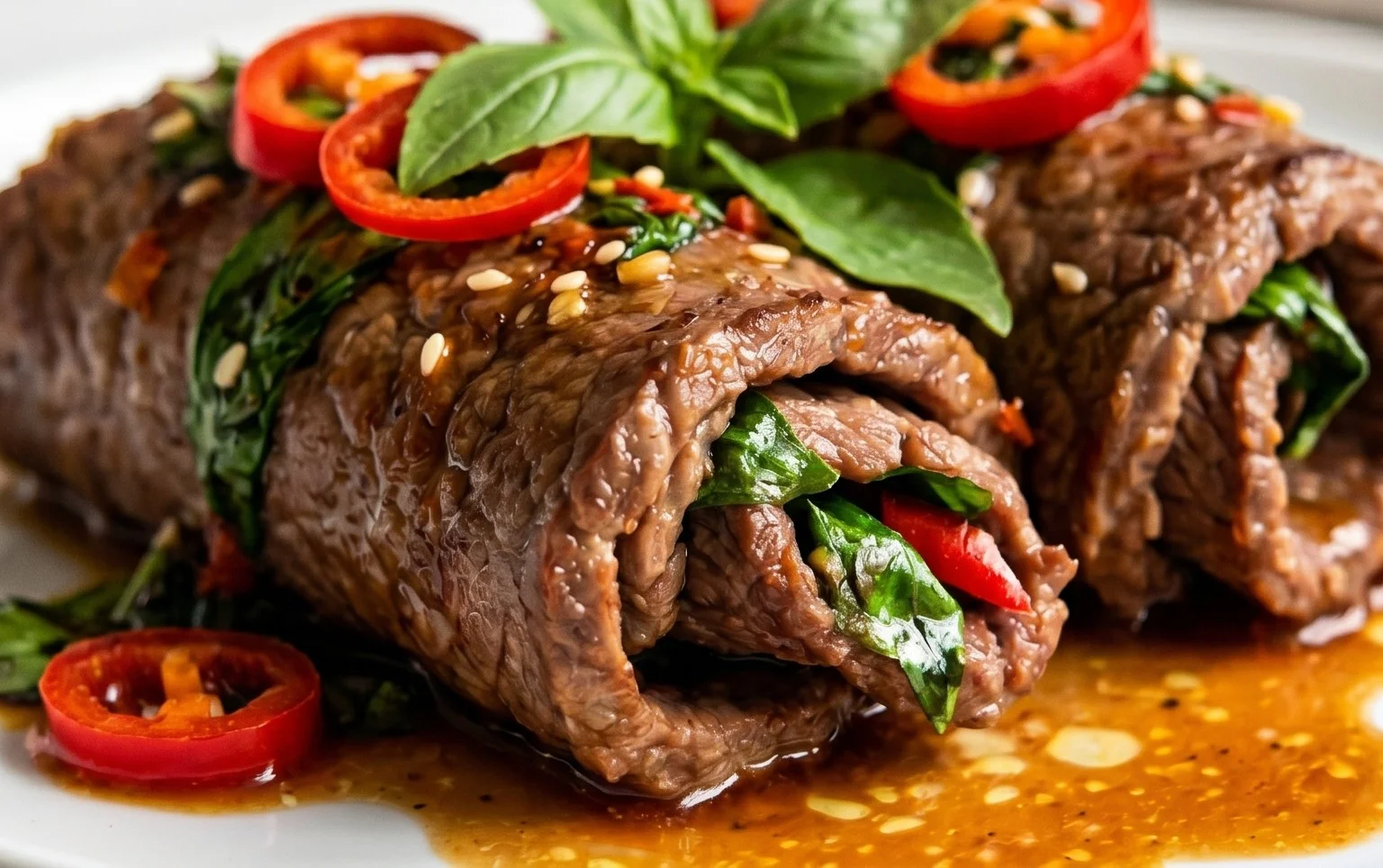 Thai Basil Beef Rolls