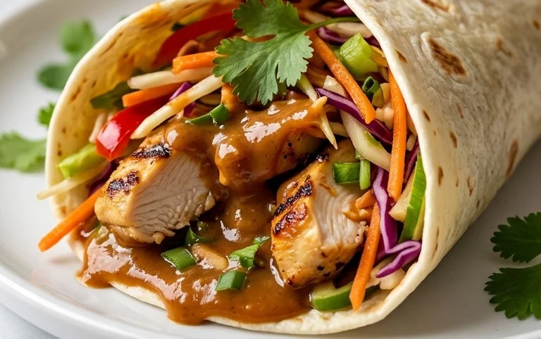 Thai Chicken Wrap with Crunchy Asian Slaw