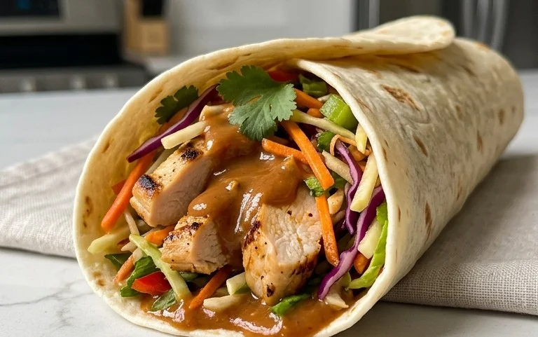 Thai Chicken Wrap with Crunchy Asian Slaw