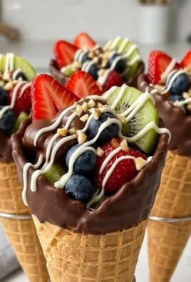 Chocolate Dipped Fruit Filled Cones