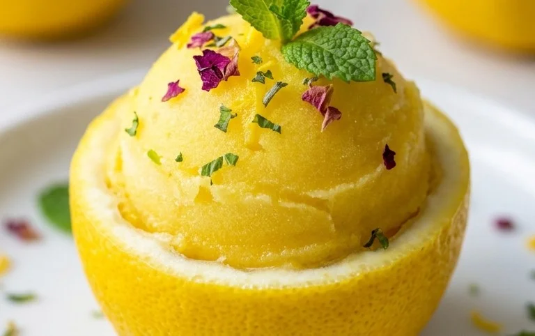 Sorbetto di Limone Dressed Up in a Frozen Lemon Shell