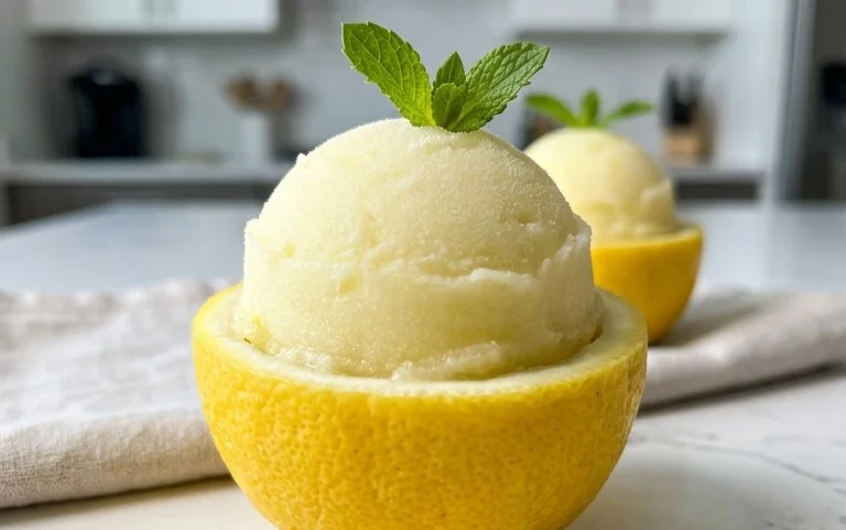 Sorbetto di Limone Dressed Up in a Frozen Lemon Shell