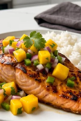 Grilled Salmon with Mango Salsa and Coconut Rice