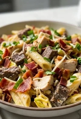 Chicken Beef Bacon Ranch Pasta Salad