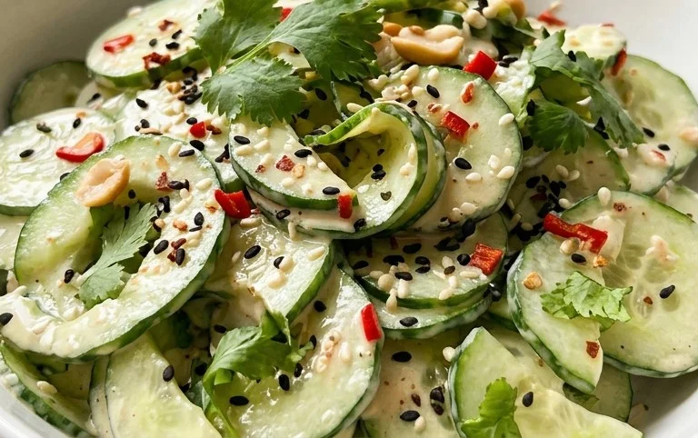 Creamy Asian Cucumber Salad Bowl