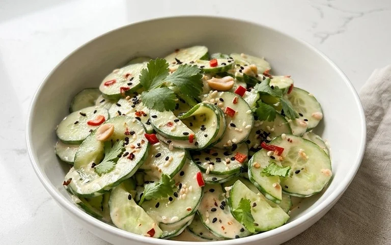 Creamy Asian Cucumber Salad Bowl